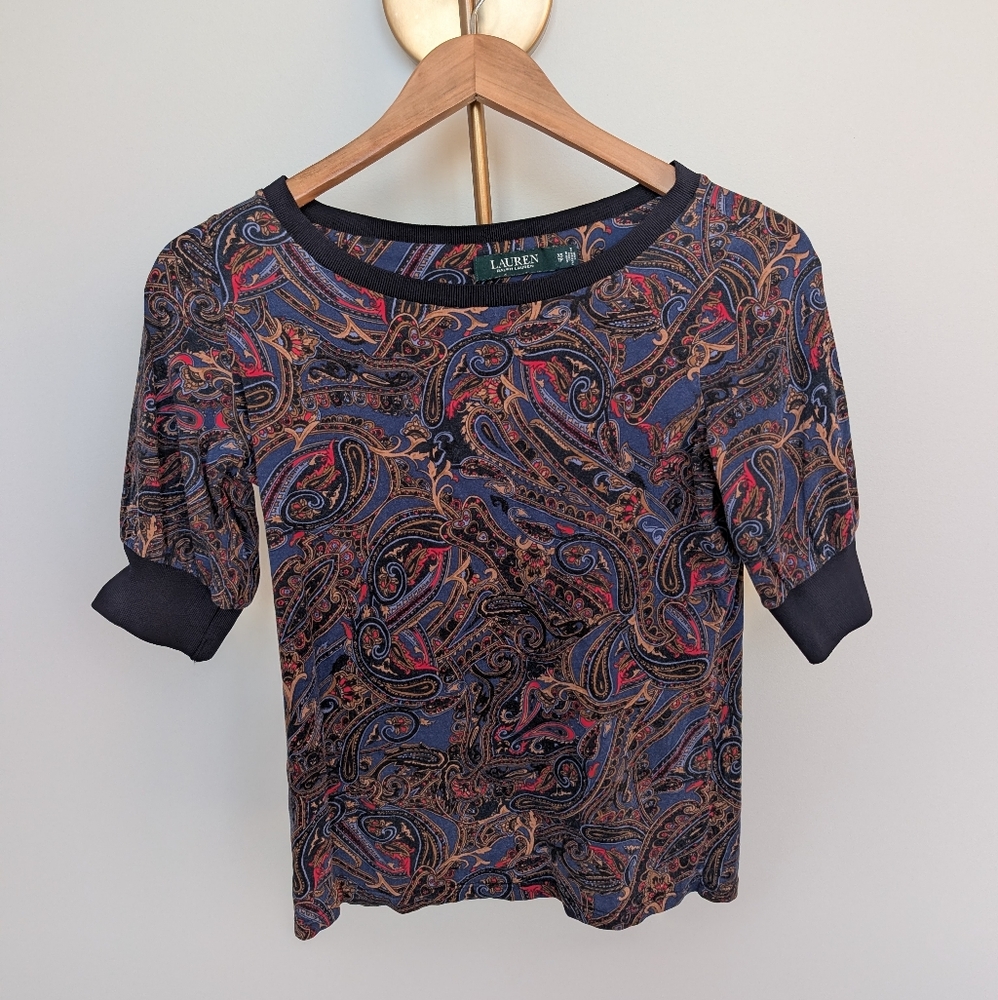 GUC Lauren Ralph Lauren Women's Paisley Top - Navy with Multicolor